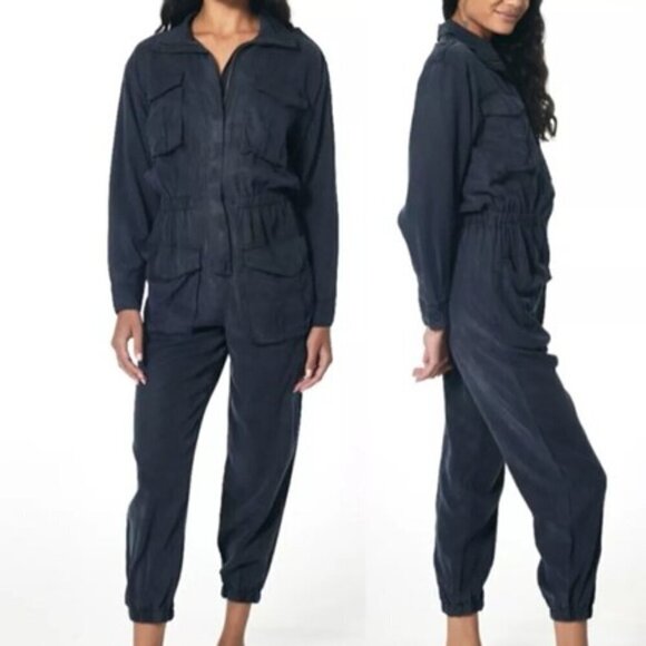 Young Fabulous & Broke Washed Gray Jumpsuit Patch Pockets Long Sleeve Joggers M - Picture 1 of 12